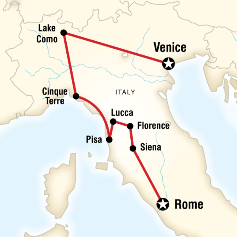 Map of the route for Ultimate Italy
