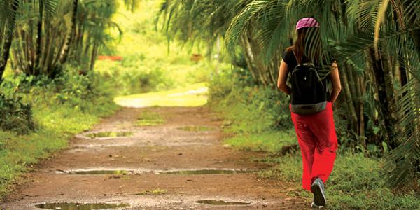 Female hiker in the back roads of Costa Rica