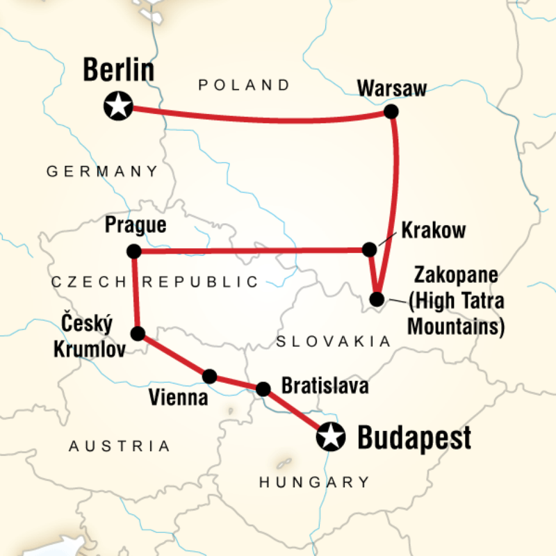 Map of the route for The Best of Eastern Europe