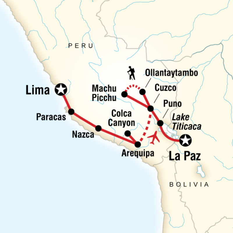 Map of the route for Inca Heartland