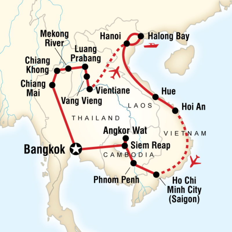 Route map for Indochina Encompassed (ATIE)