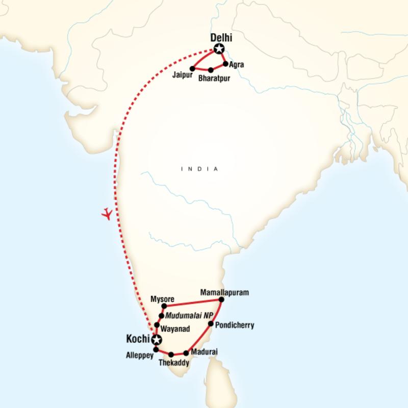 Route map for Incredible India (AHHH)