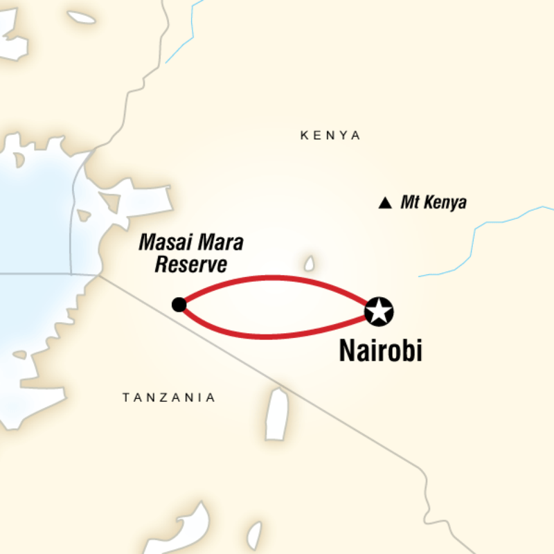 Map of the route for Masai Mara Safari Experience