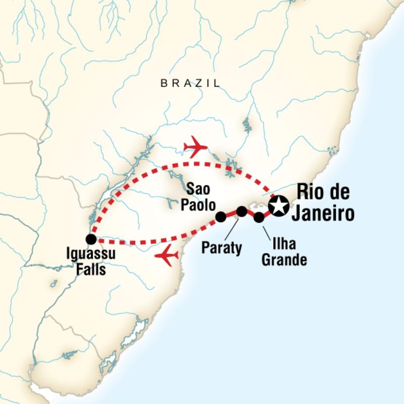 Map of the route for The Best of Brazil