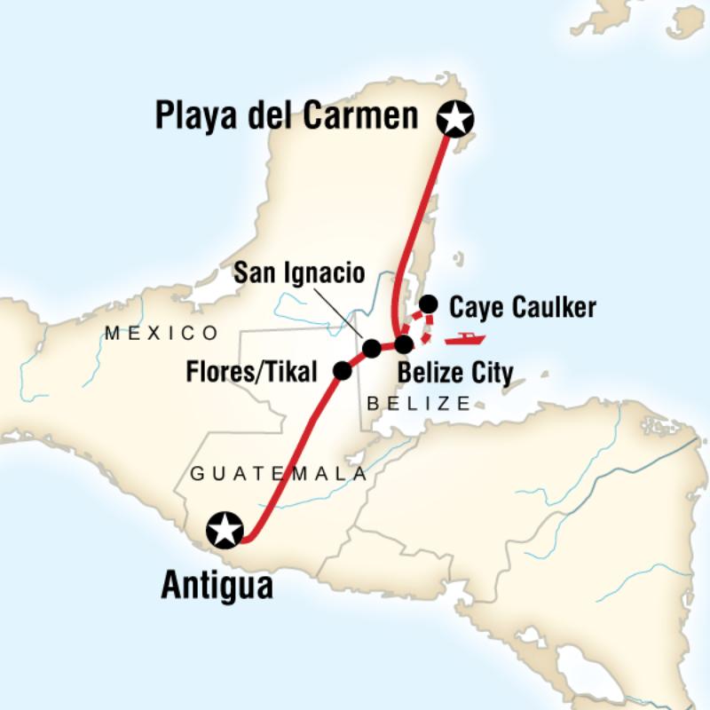Map of the route for Mayan Encounter