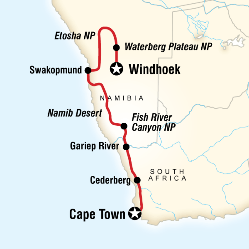 2013 map of Cape & Dunes Overland