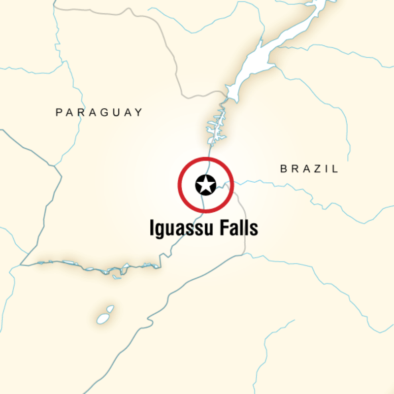 Map of the route for Iguassu Falls