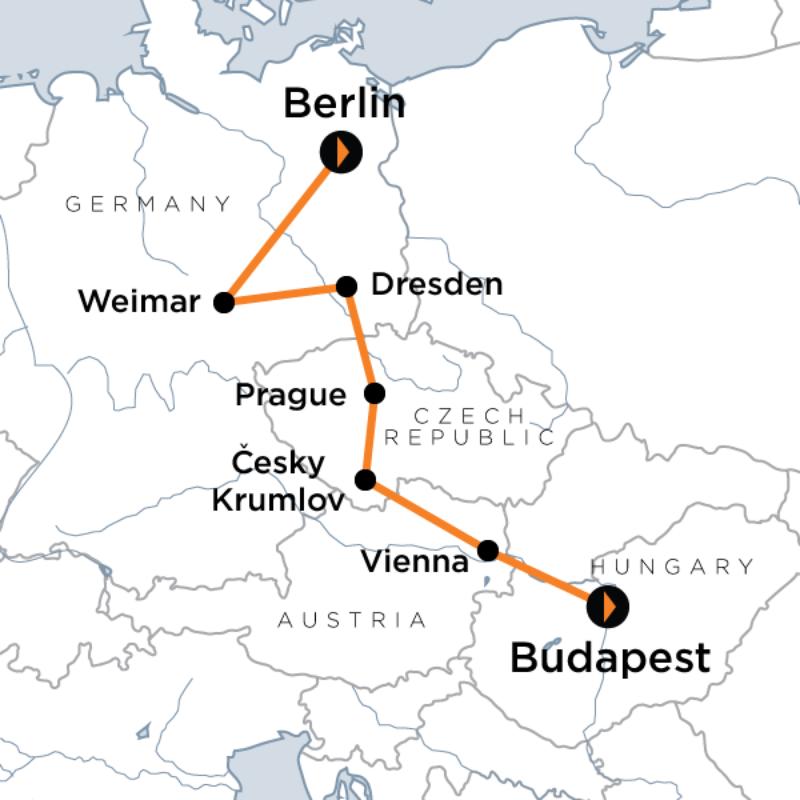 Route map for Eastern Europe Past & Present (EDEED)