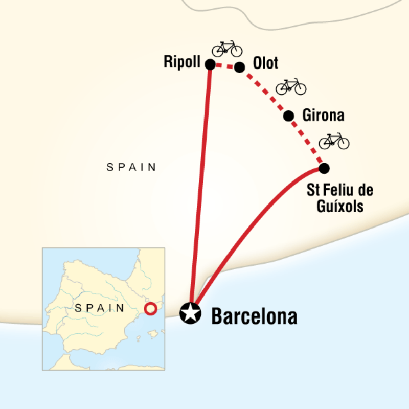 Map of the route for Northern Spain by Bike