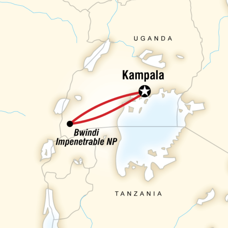 Map of the route for Gorilla Trek