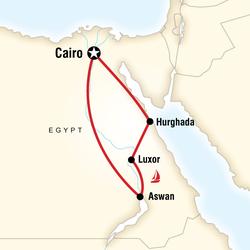 Route map for Egypt on a Shoestring (DPRE)