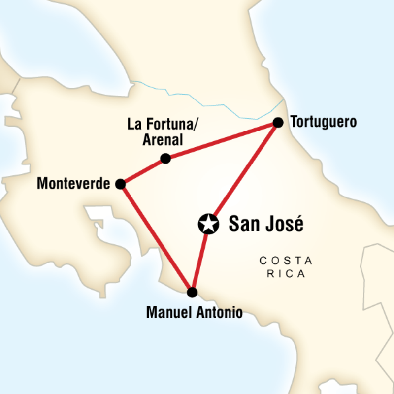 Route map for Costa Rica Explorer (CRE)