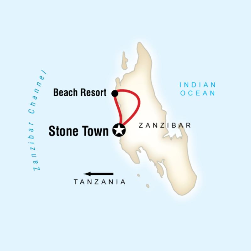 Map of the route for Zanzibar Discovery