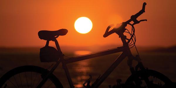 Bicycle during sunset in India