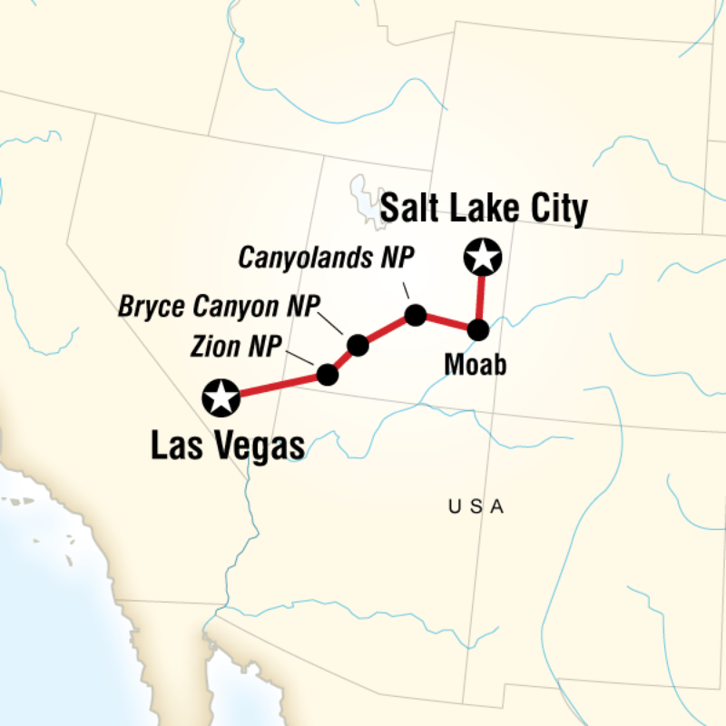 Map of the route for Canyonlands Active Escape