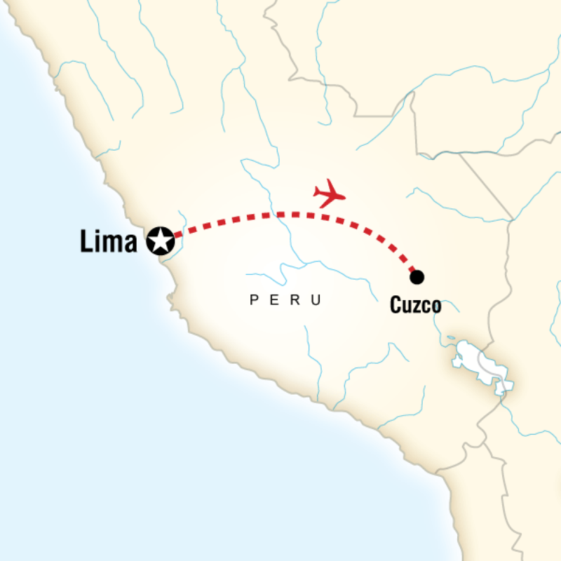 Map of the route for Lima Fly & Stay