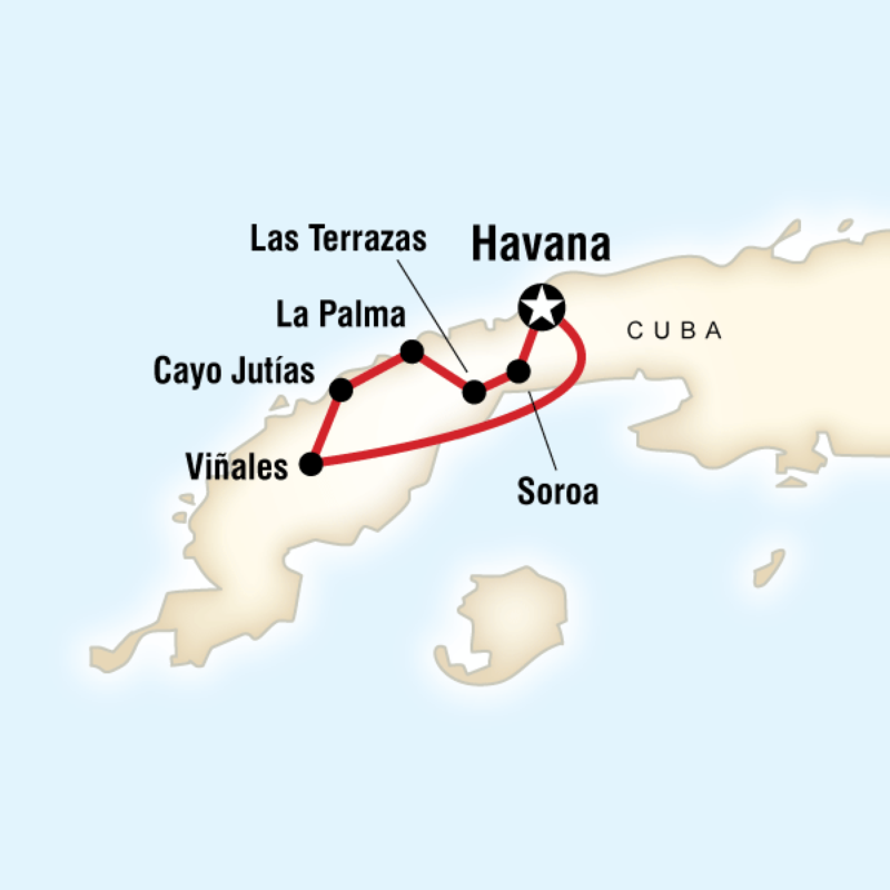 Map of the route for Cycle Cuba