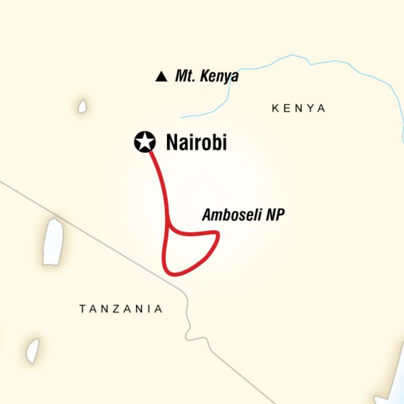 Map of the route for Amboseli Safari Experience