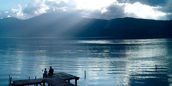 Sunshine breaking through the clouds over Lake Nicaragua