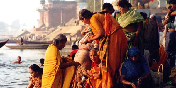 Ritual bathing in the river Ganges in Varanasi