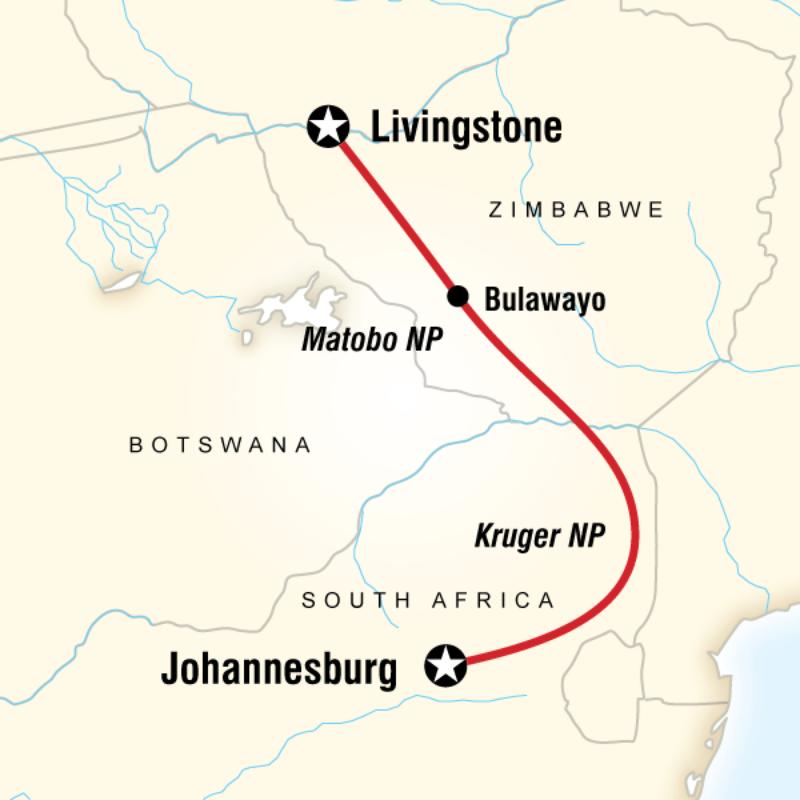 2013 map of Kruger, Falls & Zimbabwe