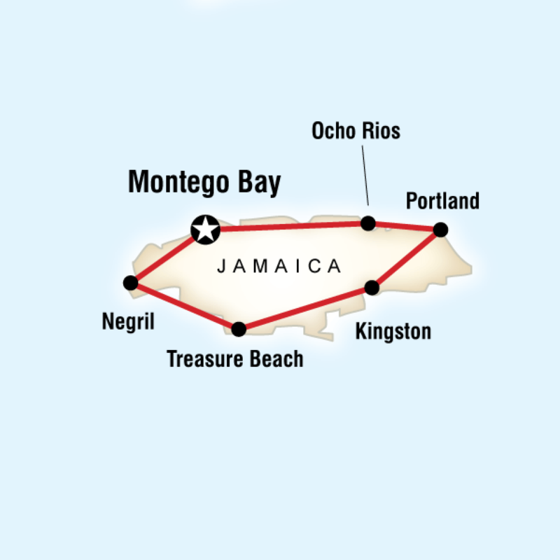 Map of the route for Jamaica Encompassed