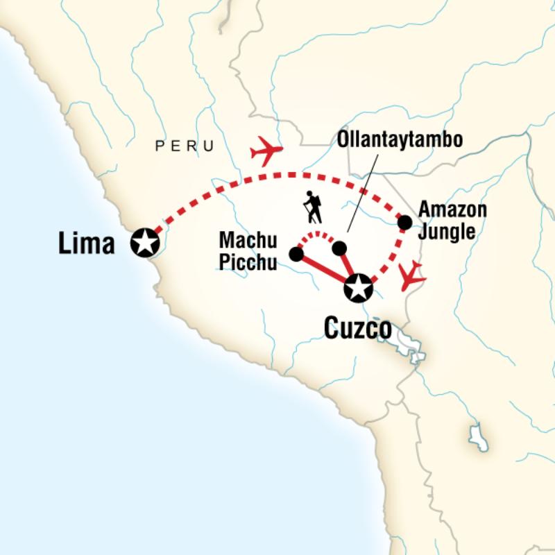 Map of the route for In The Shadow Of Machu Picchu