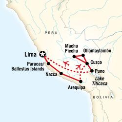 Route map for Inca Explorer (PEI)
