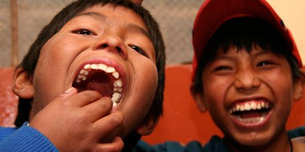 Smiling local Peruvian boys in Cuzco