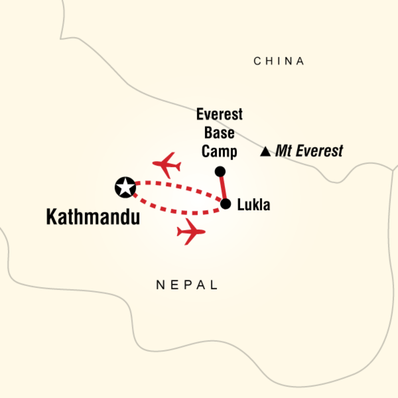 Map of the route for Everest Adventure