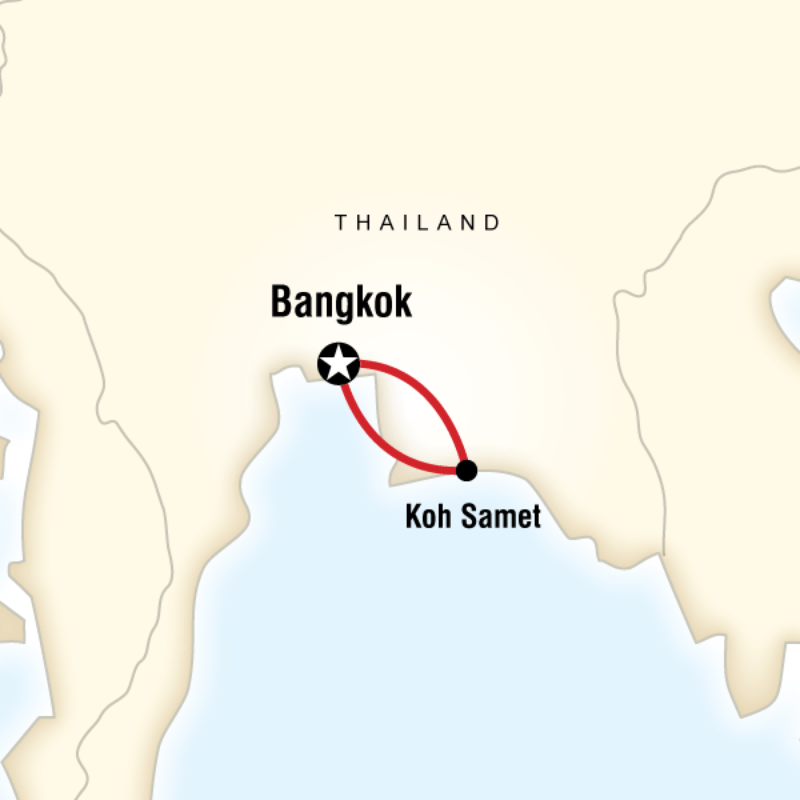 Map of the route for Southern Thailand Beach Break