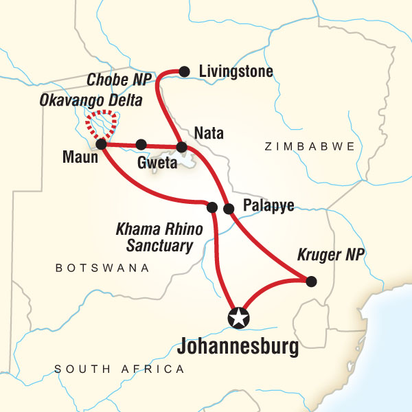 Kruger, Delta, and Falls
