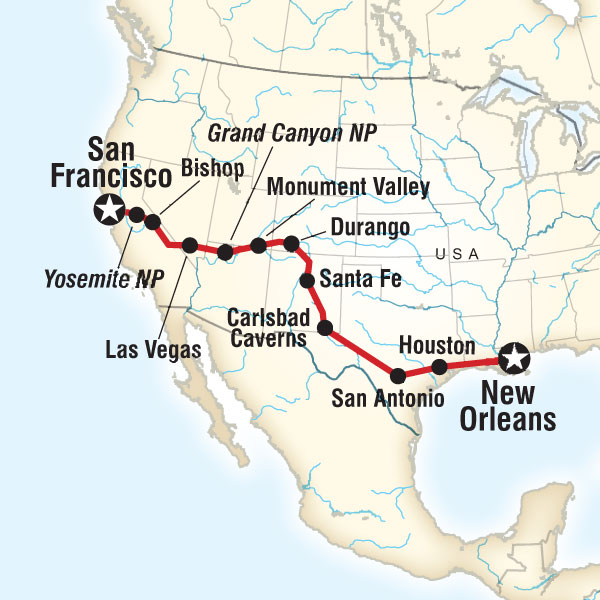 New Orleans to San Francisco Road Trip