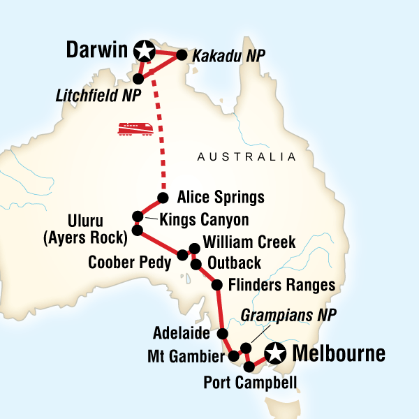Australia South to North - Melbourne to Darwin