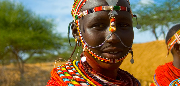 Close up of Samburu dancer.
