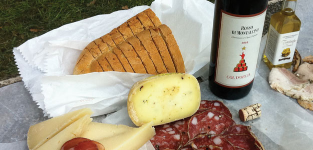 A bread and wine picnic