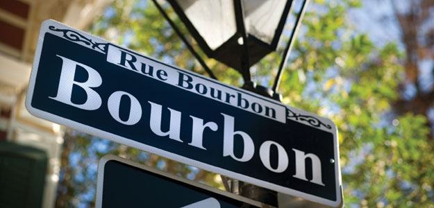 A Bourbon road signpost in New Orleans