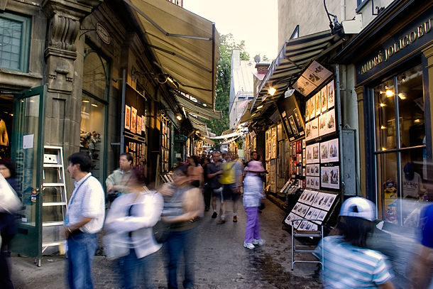 Art for sale at the artist market in Quebec City, photo by Attit