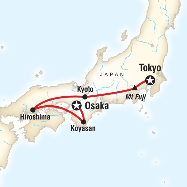 Route map for Japan Express—Tokyo to Osaka (AJJT)