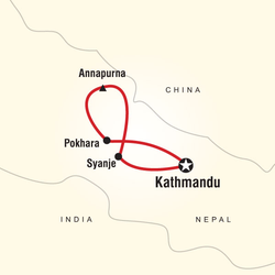Route map for Trekking Annapurna (ANTA)