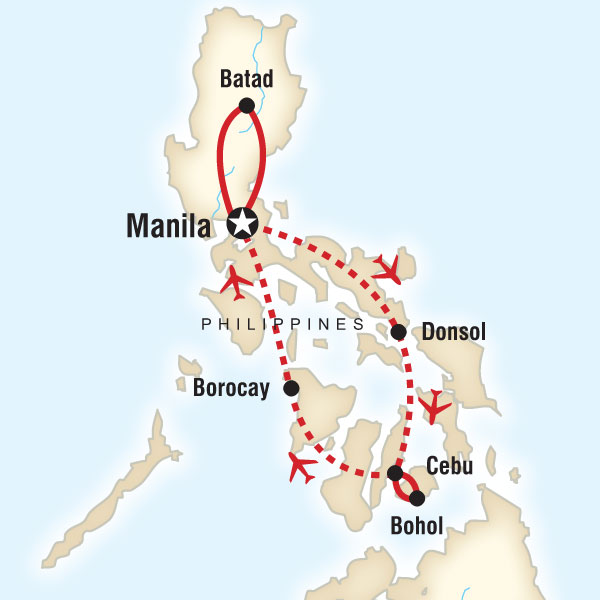 Route map for Philippines Adventure (AQPP)