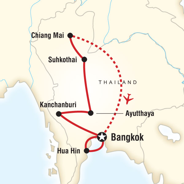 Map of the route for Kingdoms of Thailand