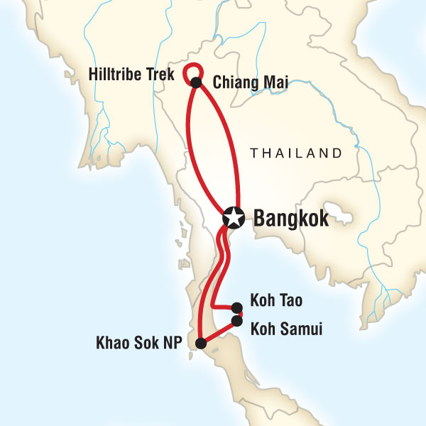 Route map for Roam Thailand (ATRT)