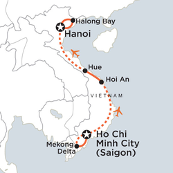 Route map for Cultural Treasures of Vietnam (AVDVD)