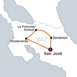 Route map for Classic Costa Rica (CRCRD)
