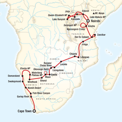Route map for Ultimate Africa (DKUA)
