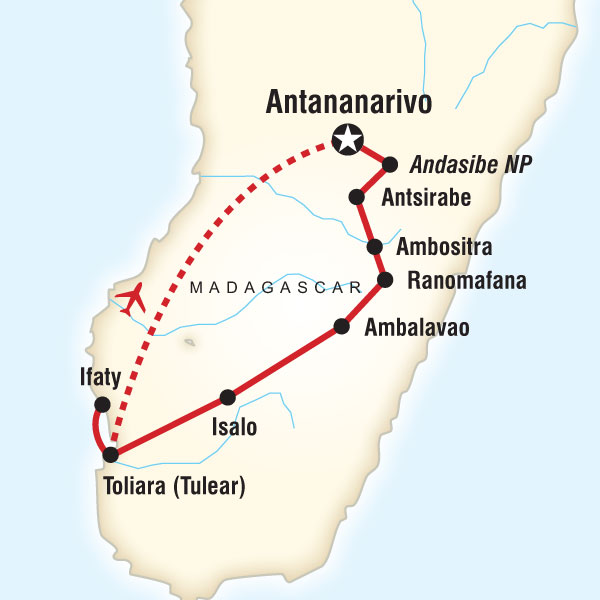 Route map for Madagascar Experience (DMHM)
