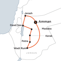 Route map for Wonders of Jordan (DWWJD)