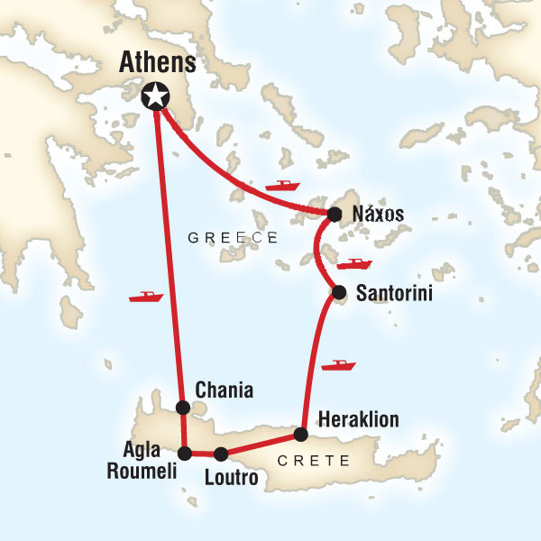 Route map for Greek Islands Discovery (EGID)