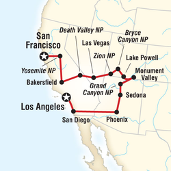 Route map for National Parks & Bright Lights (NUNP)